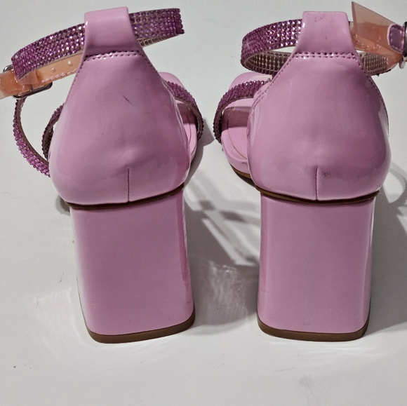 Chelsea & Violet Rhinestone Pink Embellished Block Heel Dress Sandals Size 6.5 - Picture 11 of 11